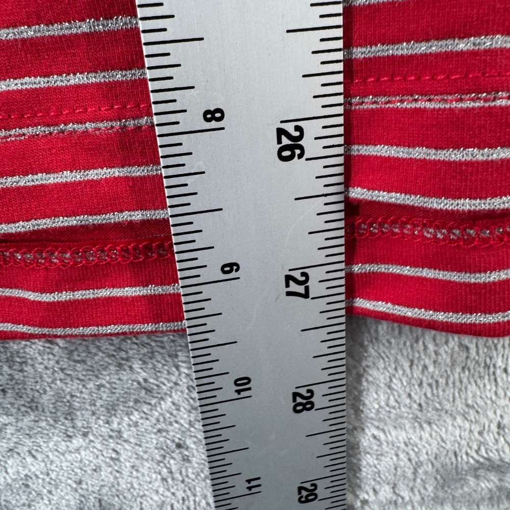 Denim & Co Red Silver Metallic Striped Mock Neck Long Sleeve Top Womens 2X - Picture 4 of 7